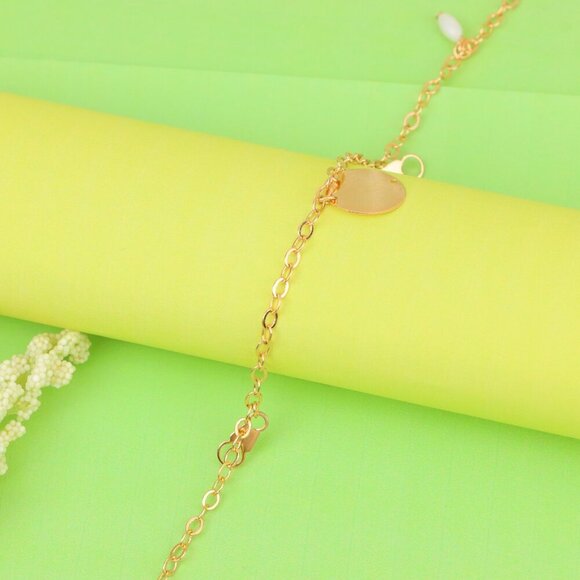 "Rose Gold Anklet with Pearl Beads & Round Charm, XPAL1172 - Picture 6 of 12